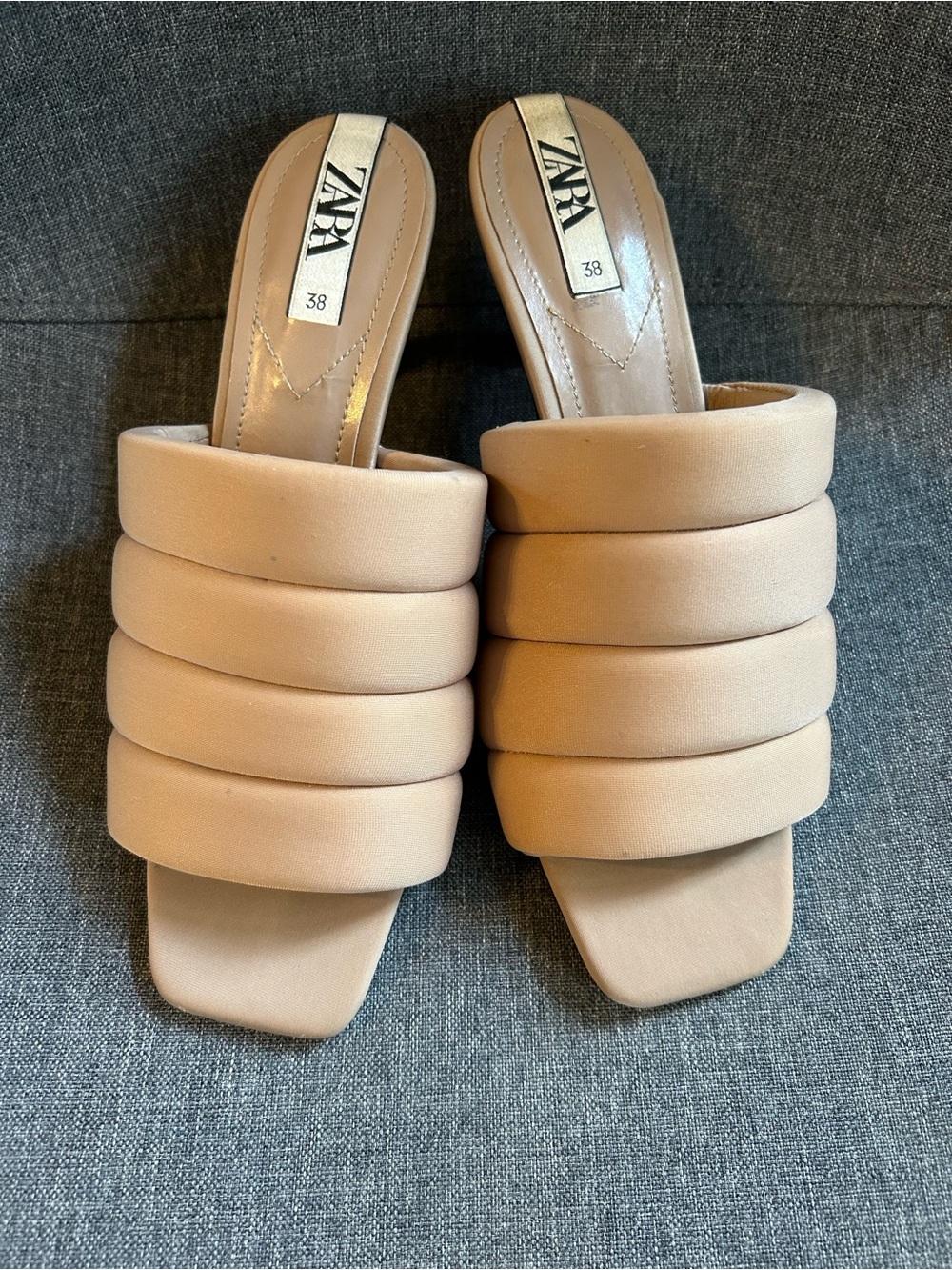 Zara Padded Slide Mules in Beige